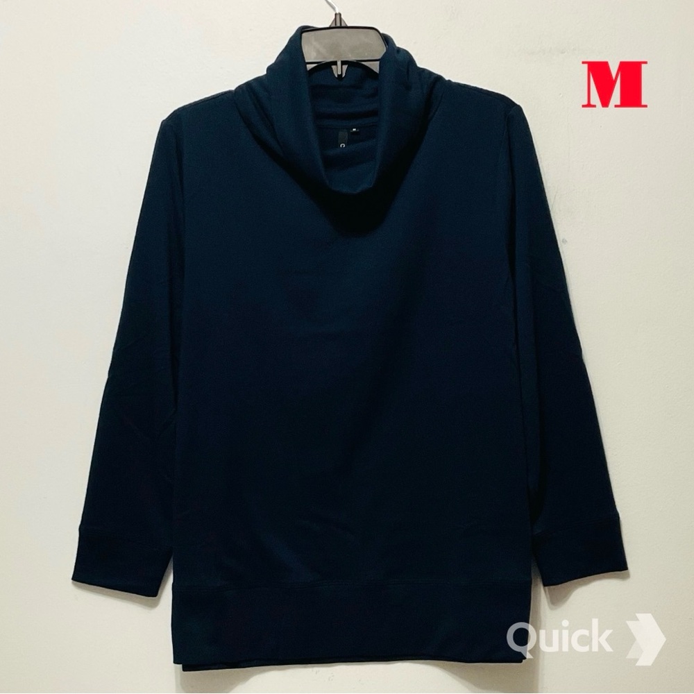 M - New Cathy Navy Cowl Neck Long Sleeve Top